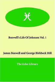 Cover of: Boswell's Life Of Johnson Vol. 1