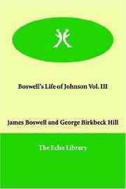 Cover of: Boswell's Life of Johnson Vol. III
