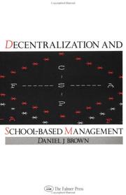 Cover of: Decentralization and school-based management