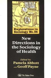 Cover of: New directions in the sociology of health