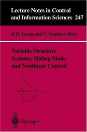 Cover of: Variable Structure Systems, Sliding Mode and Nonlinear Control (Lecture Notes in Control and Information Sciences)