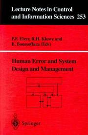 Cover of: Human Error and System Design and Management (Lecture Notes in Control and Information Sciences) by 