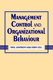 Cover of: Management control and organizational behaviour | Phil Johnson