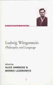 Cover of: Ludwig Wittgenstein: Philosophy and Language (Wittgenstein Studies)