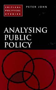 Cover of: Analyzing Public Policy (Critical Political Studies) by Peter John