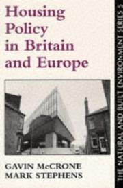 Cover of: Housing policy in Britain and Europe