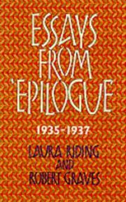 Cover of: Essays from "Epilogue," 1935-1937