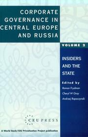 Cover of: Corporate governance in Central Europe and Russia by Roman Frydman, Cheryl Williamson Gray, Andrzej Rapaczynski