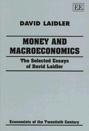 Cover of: Money and macroeconomics by Laidler, David E. W.