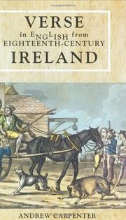 Cover of: Verse in English from eighteenth-century Ireland by edited by Andrew Carpenter.