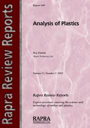 Cover of: Analysis of Plastics (Rapra Review Reports) by M, J Forrest
