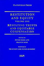 Cover of: Restitution and Equity: Resulting Trusts and Equitable Compensation