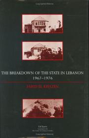 Cover of: The Breakdown of the State in Lebanon
