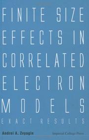 Cover of: Finite Size Effects in Correlated Electron Models by Andrei A. Zvyagin