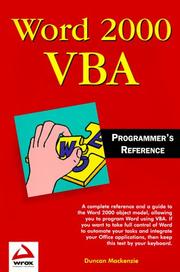 Cover of: Word 2000 VBA programmer's reference