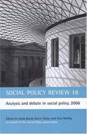 Cover of: Social Policy Review 18: Analysis And Debate in Social Policy, 2006 (Social Policy Review)