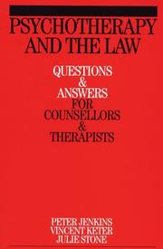 Cover of: Psychotherapy and the Law by Peter Jenkins, Vincent Keter