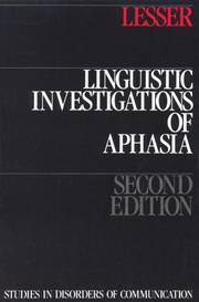 Linguistic investigations of aphasia cover