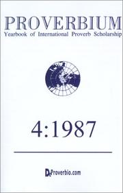 Cover of: Proverbium: Yearbook of International Proverb Scholarship (No. 4, 1987)