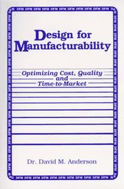 Cover of: Design for Manufacturability  by David M. Anderson