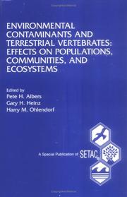 Cover of: Environmental Contaminants and Terrestrial Vertebrates: Effects on Populations, Communities, and Ecosystems (Setac Special Publications Series)