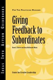 Cover of: Giving Feedback to Subordinates (J-B CCL (Center for Creative Leadership))