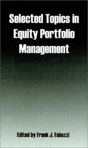 Cover of: Selected Topics in Equity Portfolio Management by Frank J. Fabozzi