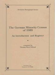 Cover of: The German minority census of 1939 by Thomas Kent Edlund
