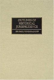 Cover of: Outlines of Historical Jurisprudence by Paul Vinogradoff