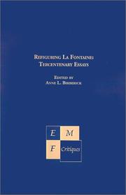 Cover of: Refiguring LA Fontaine: Tercentenary Essays (Emf Monographs)