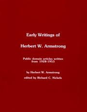 Cover of: Early writings of Herbert W. Armstrong by Herbert W. Armstrong