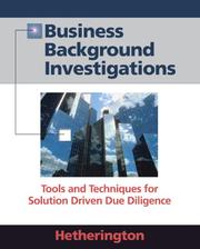 Cover of: Business Background Investigations by Cynthia Hetherington