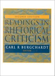 Cover of: Readings in rhetorical criticism