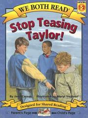 Cover of: Stop Teasing Taylor! (We Both Read)