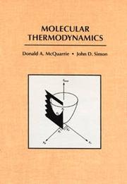 Cover of: Molecular thermodynamics by Donald A. McQuarrie