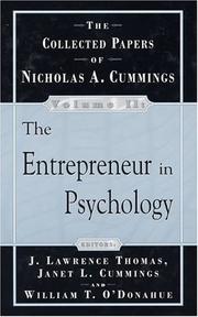Cover of: The Entrepreneur in Psychology: The Collected Papers Of Nicholas A. Cummings, Vol. II