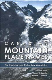Cover of: Canadian Mountain Place Names | Glen W. Boles