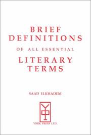 Cover of: Brief definitions of all essential literary terms