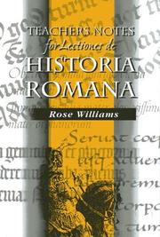 Cover of: Lectiones de Historia Romana - Teachers Notes (Wimbledon Publishing Classics) by Rose Williams, Rose Williams