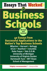 Cover of: Essays That Worked for Business Schools by Boykin Curry, Brian Kasbar, Emily Angel Baer, Boykin Curry, Brian Kasbar, Boykin Curry, Emily Angel Baer, Brian Kasbar