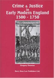 Cover of: Crime and justice in early modern England: 1500-1750