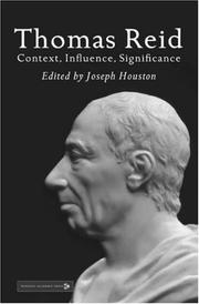 Cover of: Thomas Reid: Context, Influence And Significance