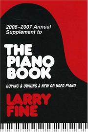 Cover of: 2006-2007 Annual Supplement to <I>The Piano Book</I>: Buying & Owning a New or Used Piano (Annual Supplement to the Piano Book)