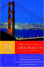 Cover of: 105th Annual Meeting Abstracts: Volume 27 (AIA Monographs)
