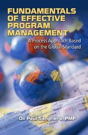 Cover of: Fundamentals of Effective Program Management: A Process Approach Based on the Global Standard