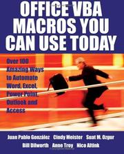 Cover of: Office VBA Macros You Can Use Today by Juan Pablo Gonzalez, Cindy Meister, Suat Ozgur, Bill Dilworth, Anne Troy, T J Brandt