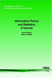 Cover of: Information Theory and Statistics: A Tutorial (Foundations and Trends in Communications and Information Theory)