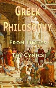 Cover of: GREEK PHILOSOPHY: From Thales to the Cynics