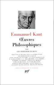 Cover of: Oeuvres philosophiques, tome 3 by Immanuel Kant
