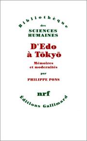 Cover of: D'Edo à Tōkyō by Philippe Pons